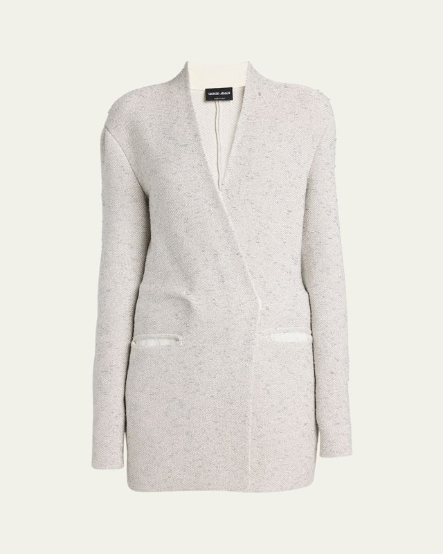 Metallic V-Neck Wool Jacket